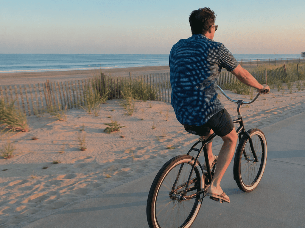 Adult beach-cruiser rental: slow miles, upright joy, no Strava shame — supporting Beach Blog photo, Ocean City, Maryland