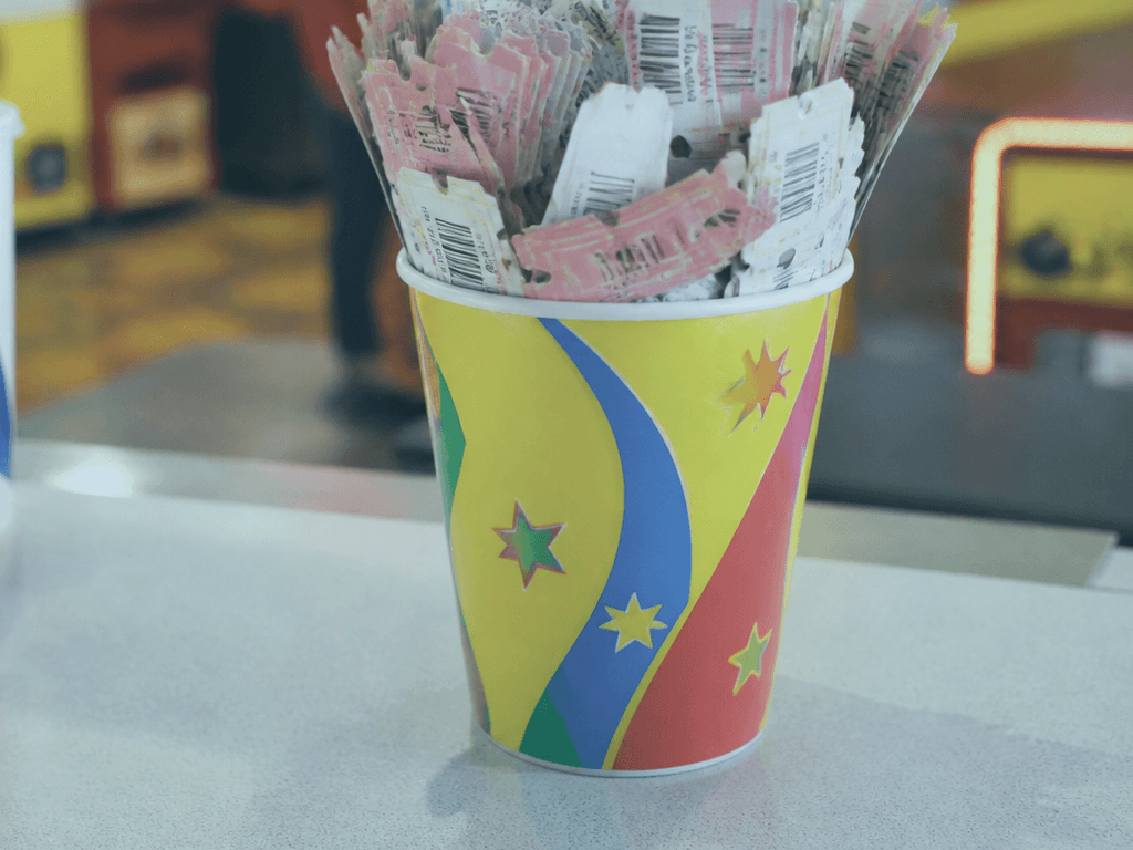 Arcade ticket cups: spills erase your haul — supporting Beach Blog photo, Ocean City, Maryland
