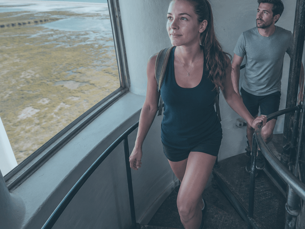 Assateague lighthouse climb: count the steps, own your knees, enjoy the view — supporting Beach Blog photo, Ocean City, Maryland