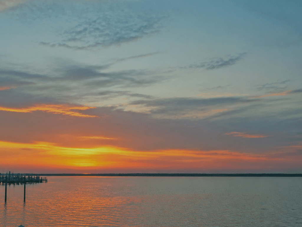 Assawoman Bay sunset from the west side: color without the ocean wind slap — supporting Beach Blog photo, Ocean City, Maryland