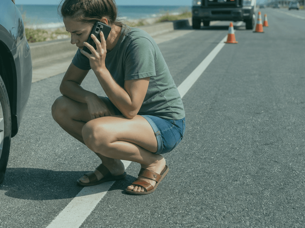 Automotive flat-tire vacation protocol: roadside reality without ruining the week — supporting Beach Blog photo, Ocean City, Maryland