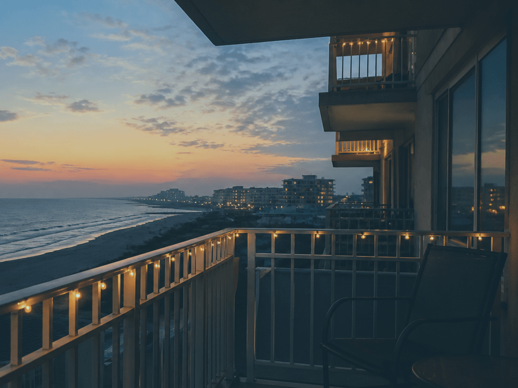 Balcony string lights: use a timer, not all-night blaze — supporting Beach Blog photo, Ocean City, Maryland
