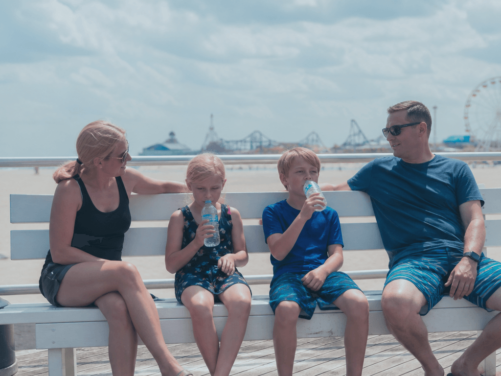 Bench rest every two blocks with little kids — supporting Beach Blog photo, Ocean City, Maryland