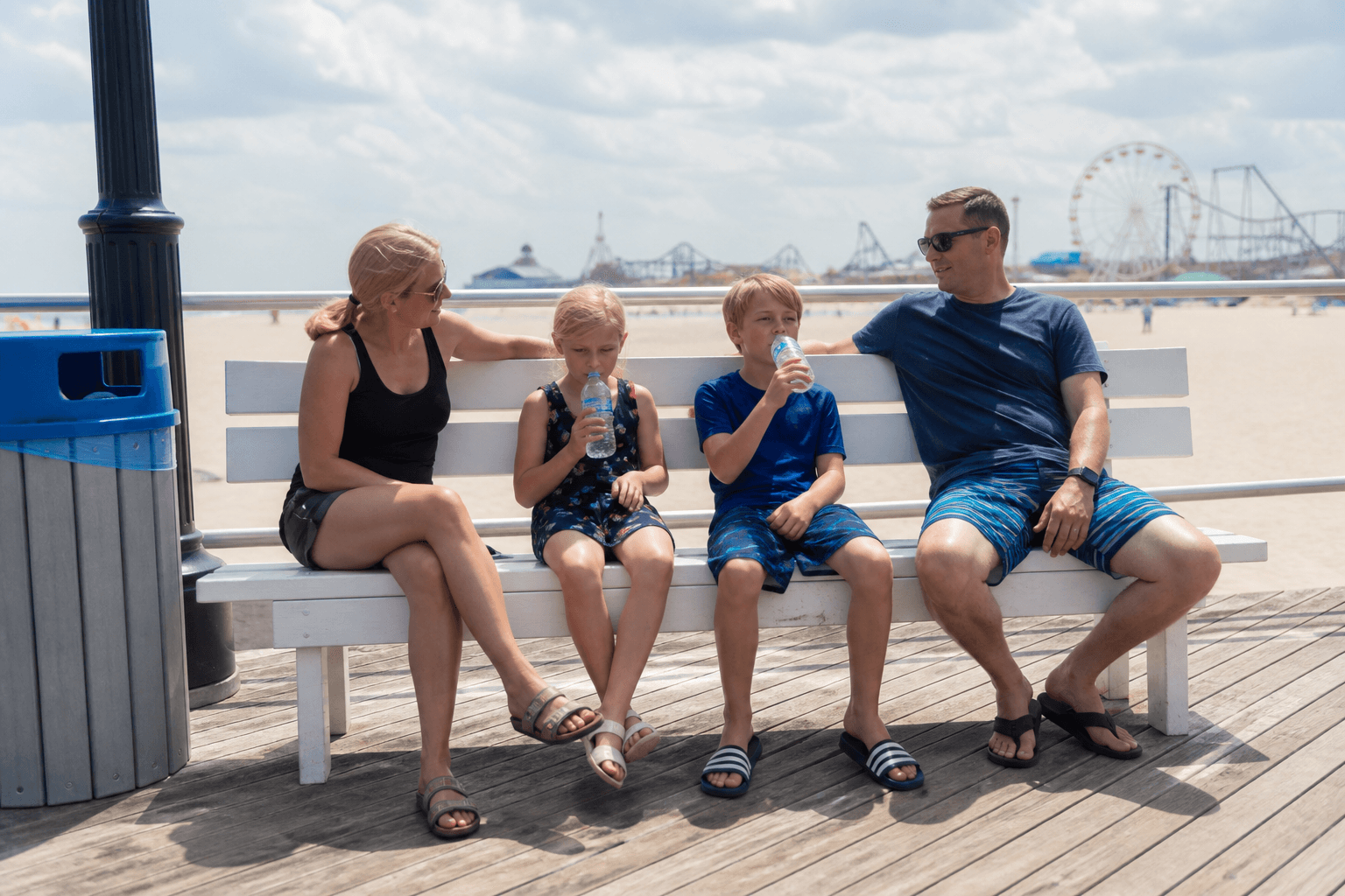 Bench rest every two blocks with little kids — Beach Blog photo, Ocean City, Maryland