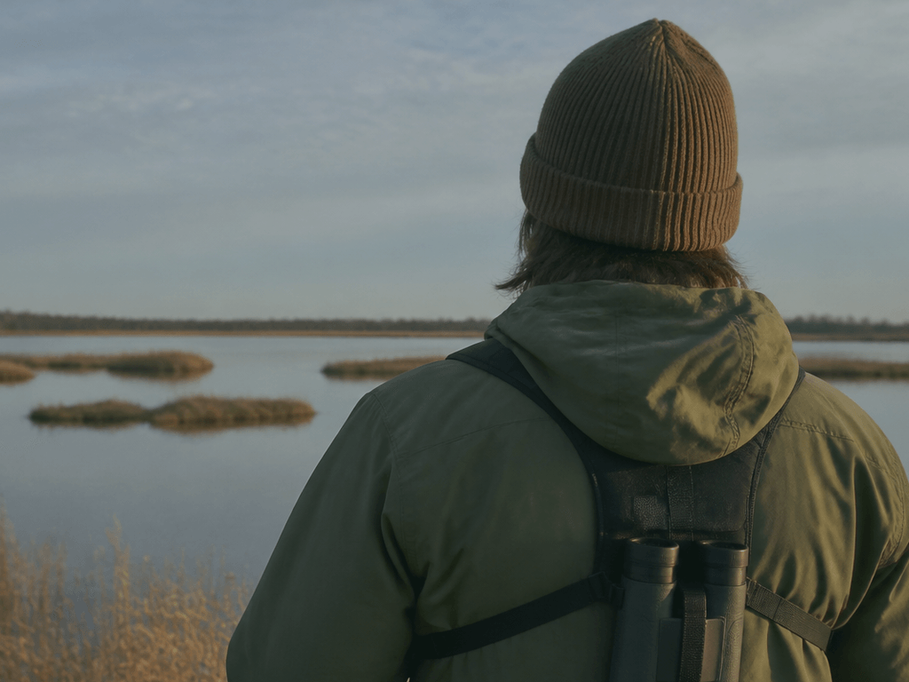 Binocular harness for bird walks: necks thank you — supporting Beach Blog photo, Ocean City, Maryland
