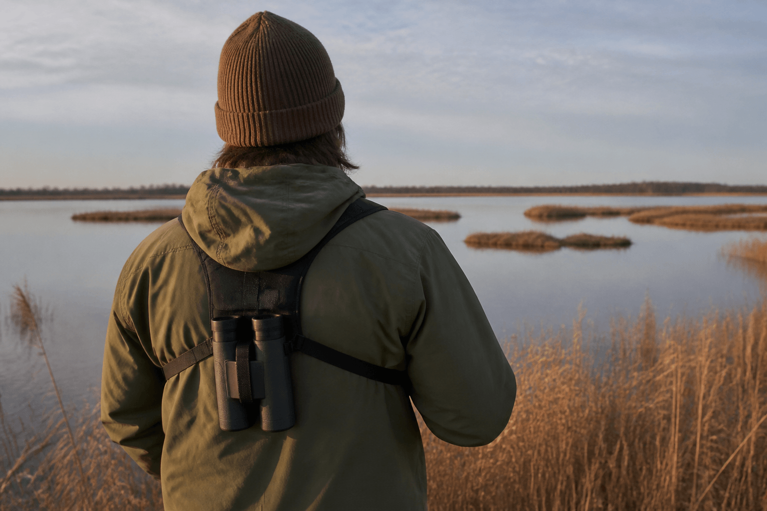 Binocular harness for bird walks: necks thank you — Beach Blog photo, Ocean City, Maryland