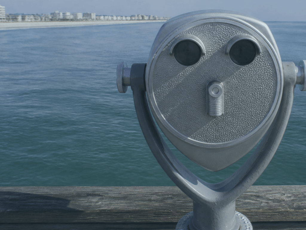 Binoculars for dolphin watch from the pier — supporting Beach Blog photo, Ocean City, Maryland
