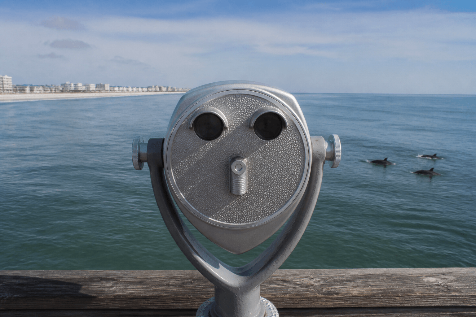 Binoculars for dolphin watch from the pier — Beach Blog photo, Ocean City, Maryland
