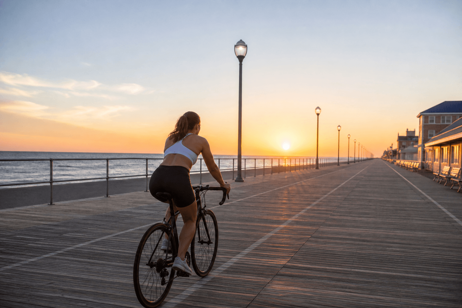 Boardwalk bike morning before the trams own the boards — Beach Blog photo, Ocean City, Maryland