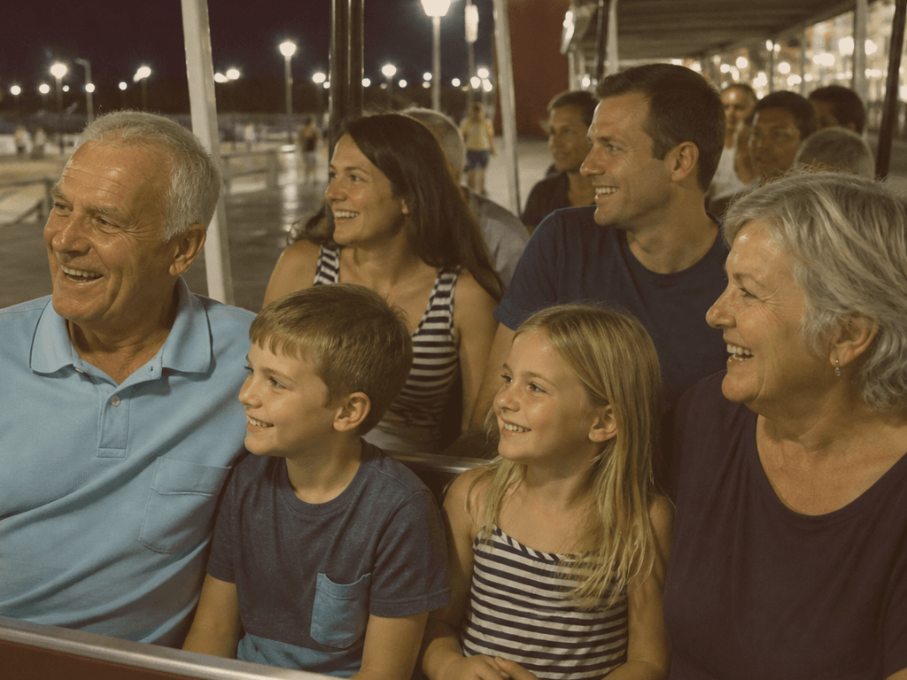 Boardwalk tram night with grandparents: ride the gaps, walk the fun — supporting Beach Blog photo, Ocean City, Maryland