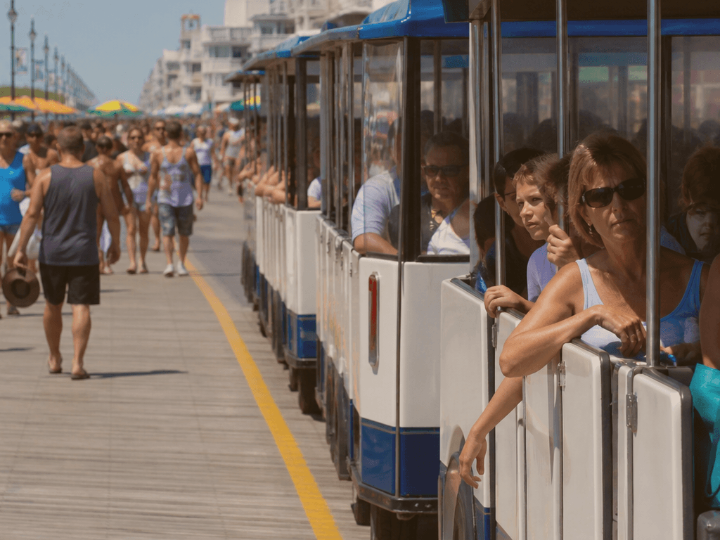 Boardwalk tram vs walk midday: heat decides — supporting Beach Blog photo, Ocean City, Maryland