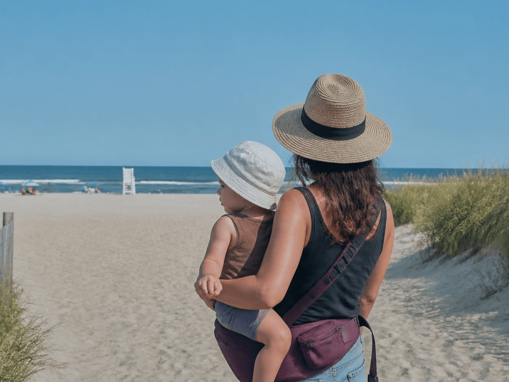 Hip carrier for beach access walks — supporting Beach Blog photo, Ocean City, Maryland