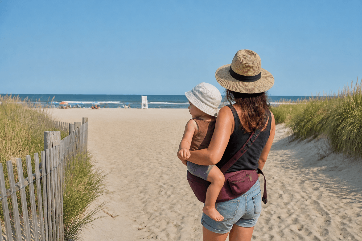 Hip carrier for beach access walks — Beach Blog photo, Ocean City, Maryland