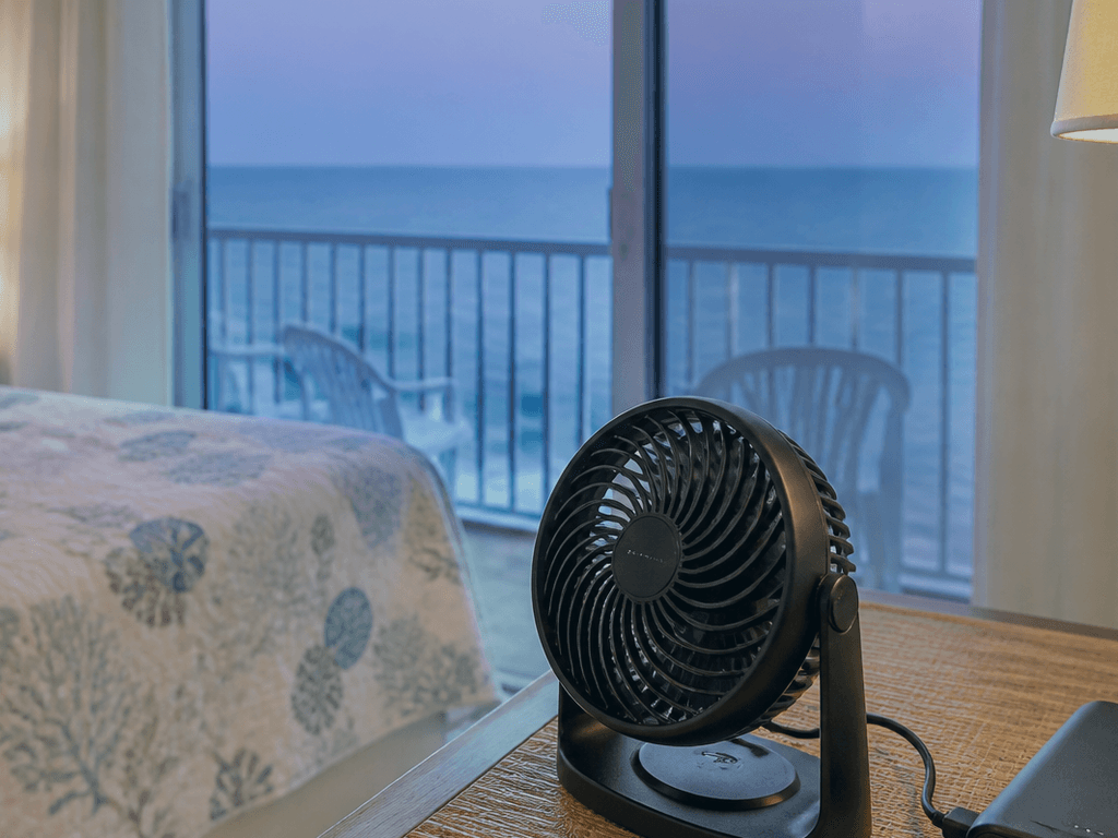 Compact fan for condo blackouts and sticky nights — supporting Beach Blog photo, Ocean City, Maryland