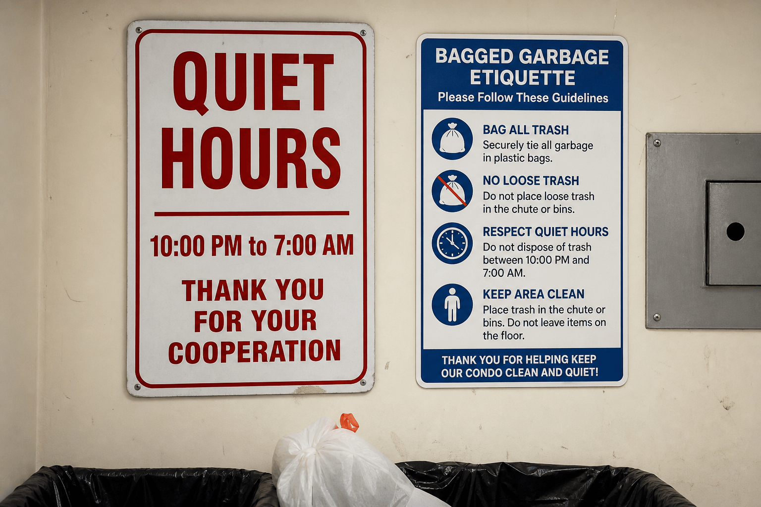 Condo trash chute hours: quiet time is real — Beach Blog photo, Ocean City, Maryland