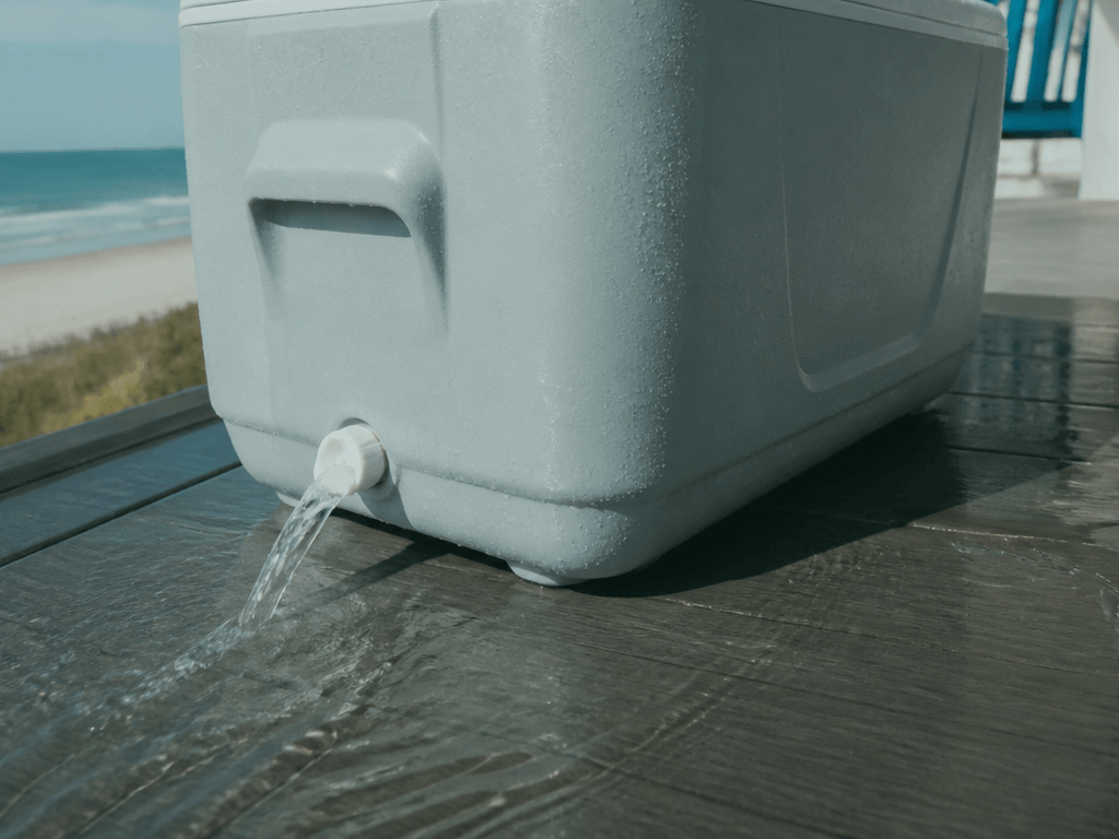 Cooler drain plug: condo rules hate meltwater — supporting Beach Blog photo, Ocean City, Maryland