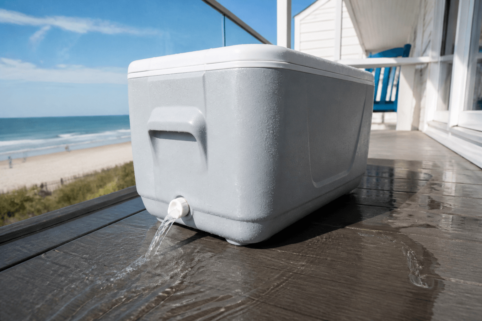 Cooler drain plug: condo rules hate meltwater — Beach Blog photo, Ocean City, Maryland
