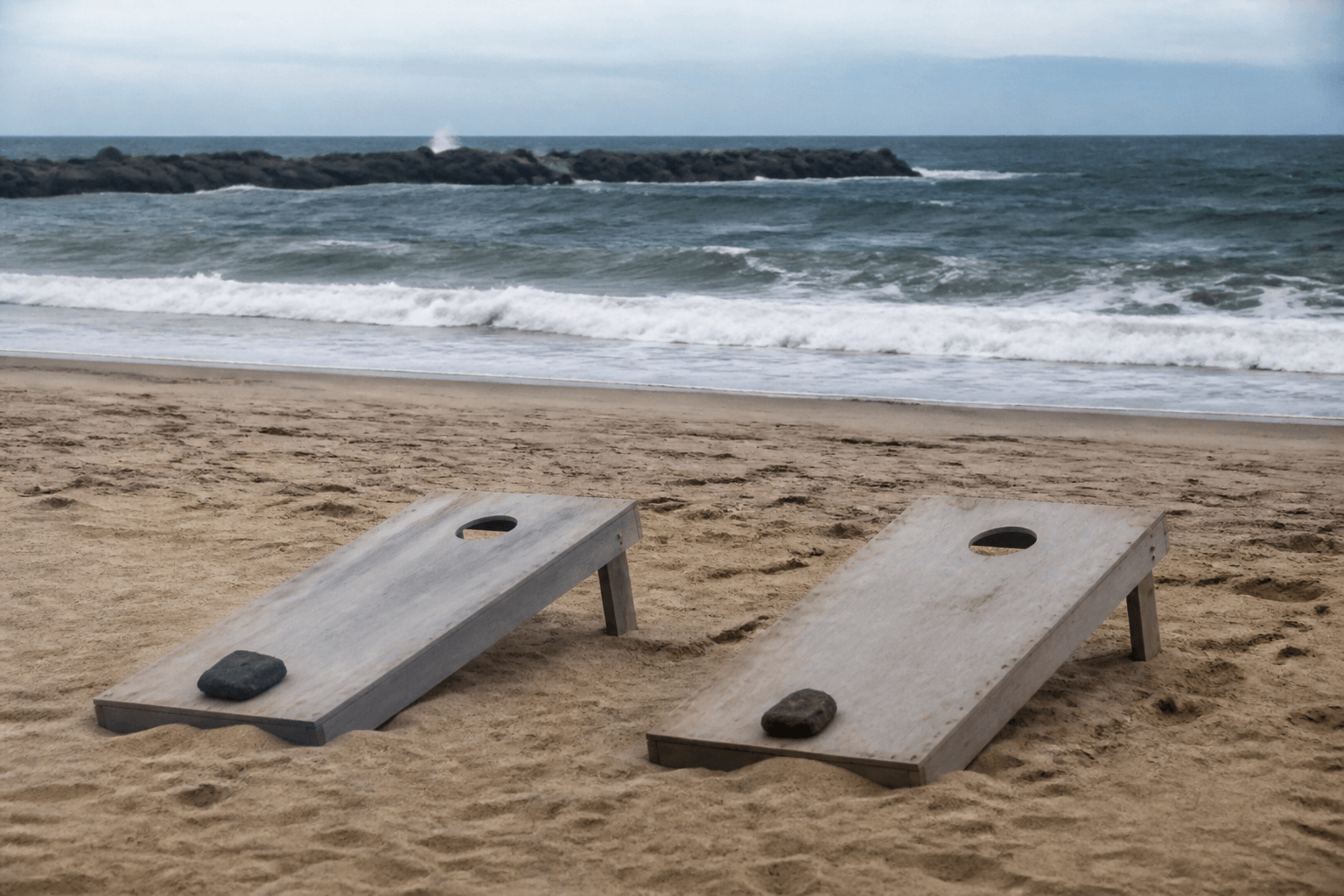 Cornhole boards need wind weights on the beach — Beach Blog photo, Ocean City, Maryland