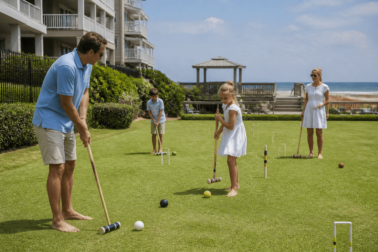 Condo lawn croquet: quiet mallets only — Beach Blog photo, Ocean City, Maryland