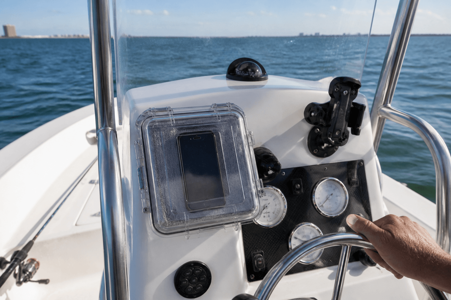 Dry box phone in the center console: sealed, not 'kinda' — Beach Blog photo, Ocean City, Maryland
