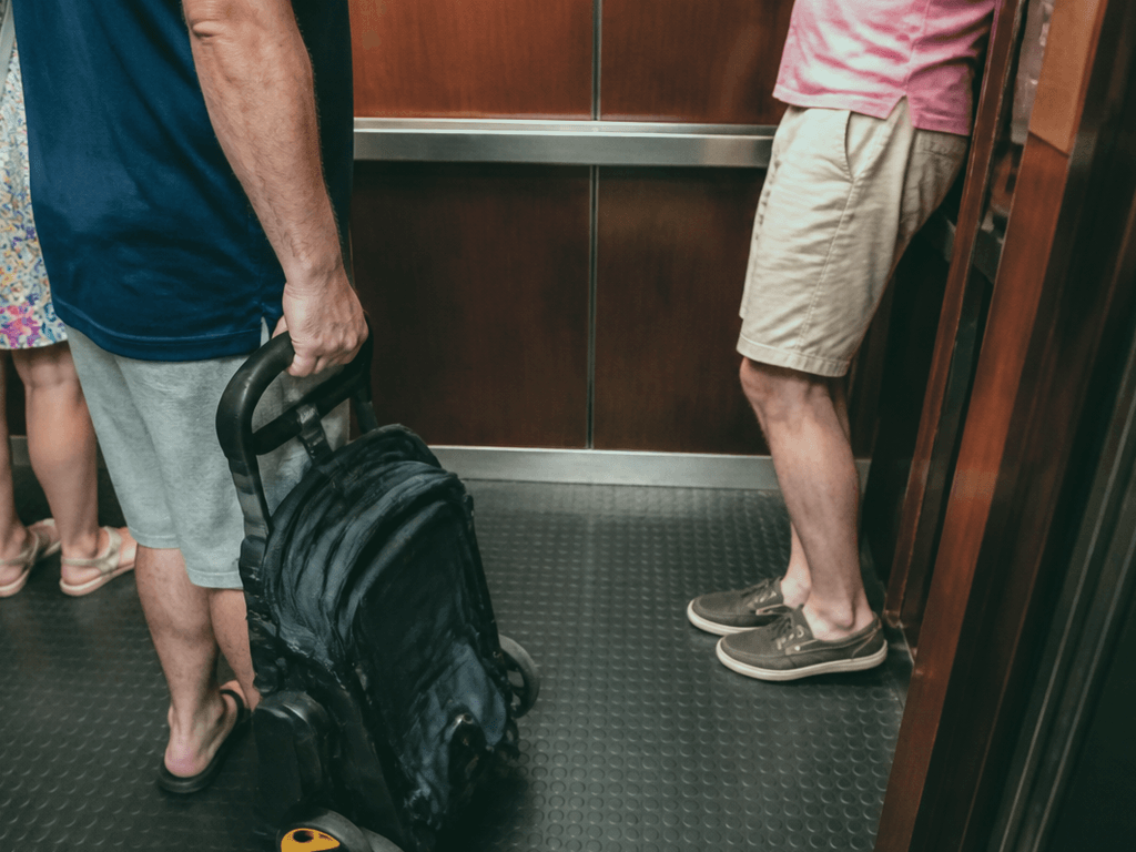 Elevator stroller fold rule: make space without drama — supporting Beach Blog photo, Ocean City, Maryland