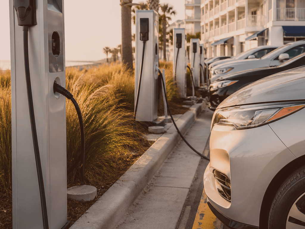 EV charger hotel queue etiquette: move when full — supporting Beach Blog photo, Ocean City, Maryland