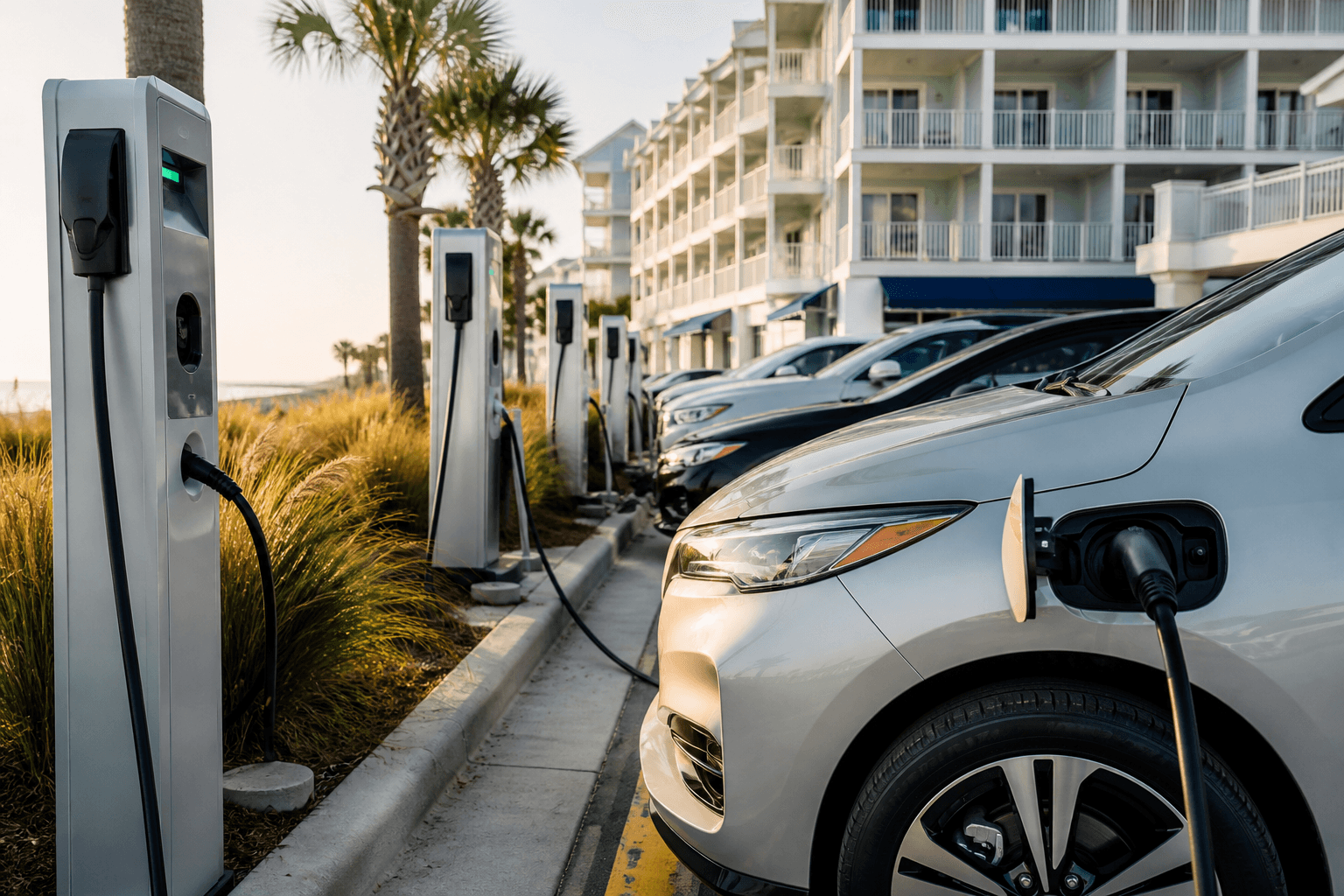 EV charger hotel queue etiquette: move when full — Beach Blog photo, Ocean City, Maryland
