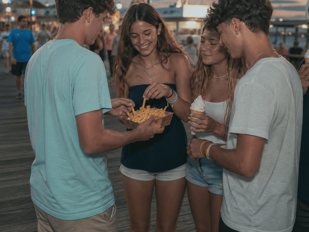 friend group boardwalk food diplomacy — supporting Beach Blog photo, Ocean City, Maryland