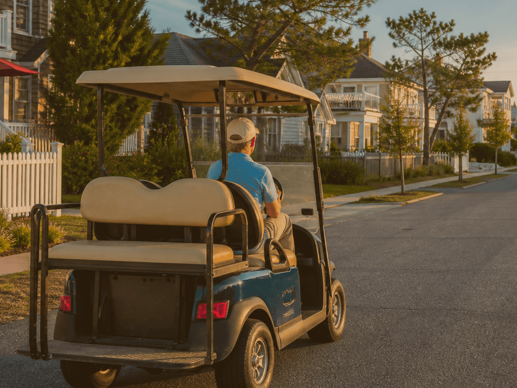Golf cart community etiquette near OC: wave, yield, do not treat streets like a track — supporting Beach Blog photo, Ocean City, Maryland