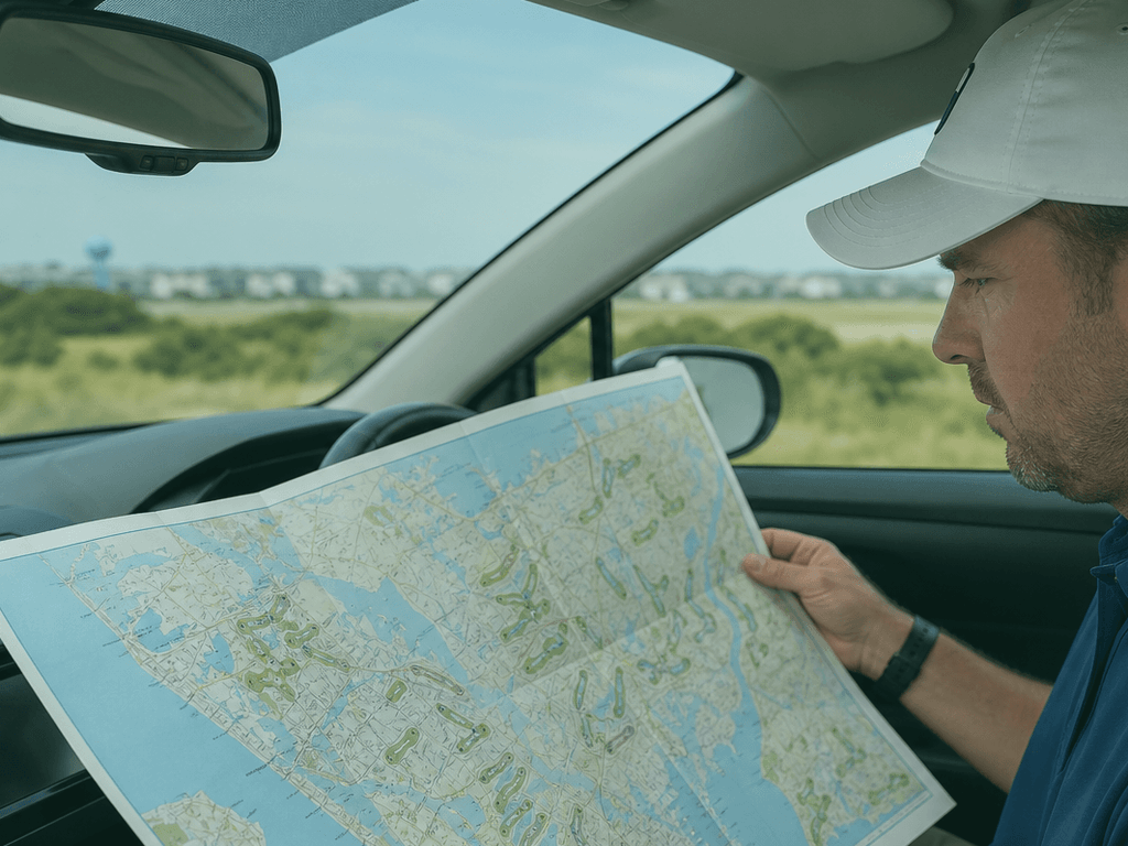 Golf course map drive-day planning: cluster rounds, protect the condo — supporting Beach Blog photo, Ocean City, Maryland