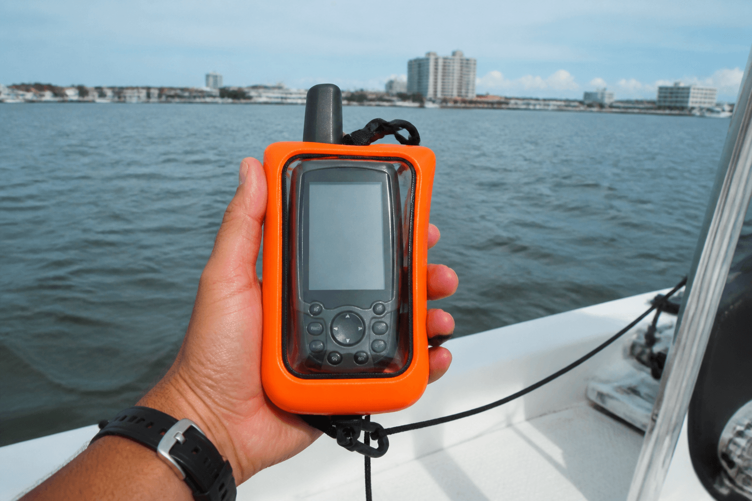 Handheld GPS float case for bay fog — Beach Blog photo, Ocean City, Maryland