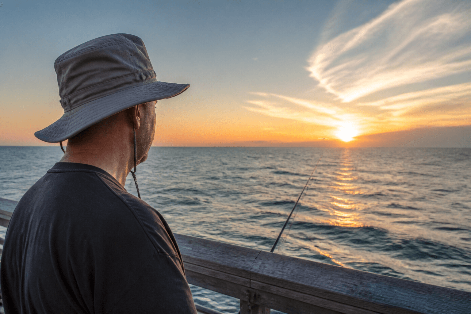 Hat chin strap on the windy pier — Beach Blog photo, Ocean City, Maryland