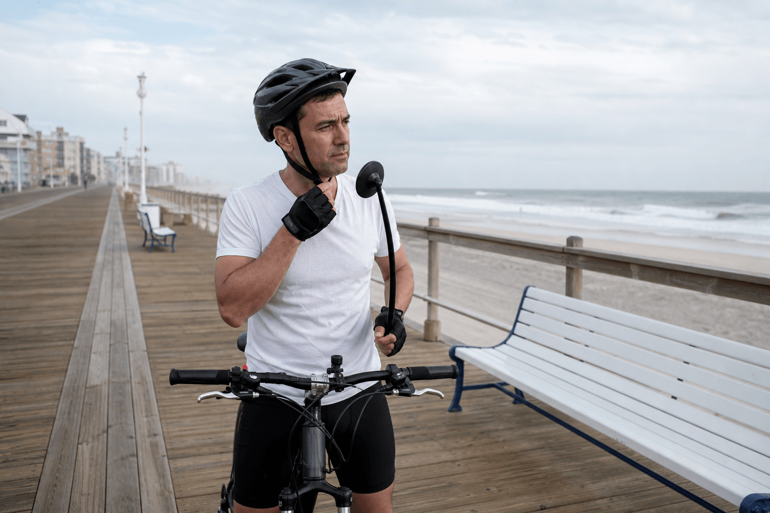 Helmet mirror check before every ride — Beach Blog photo, Ocean City, Maryland