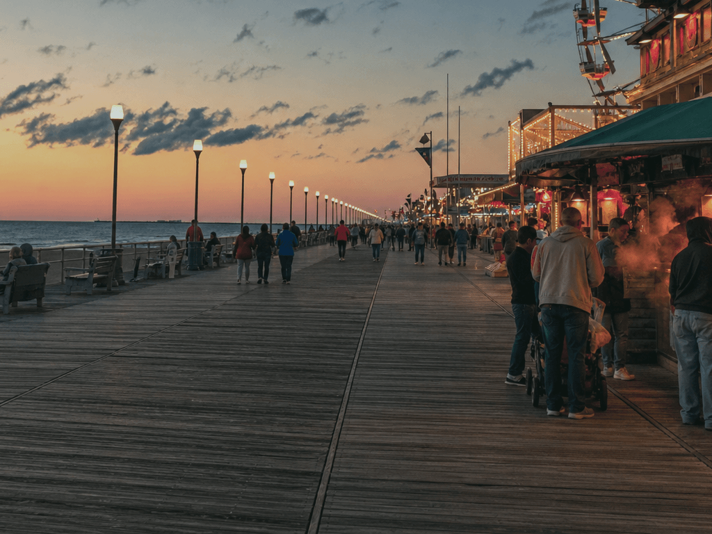 Hoodie-weather Boardwalk evenings: when Ocean City turns the volume down — supporting Beach Blog photo, Ocean City, Maryland