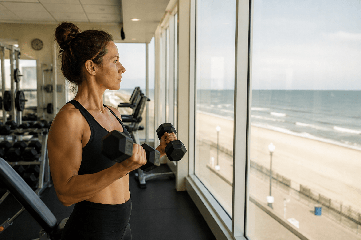 Hotel gym salvage workout: two dumbbells, twenty minutes, still on vacation — Beach Blog photo, Ocean City, Maryland