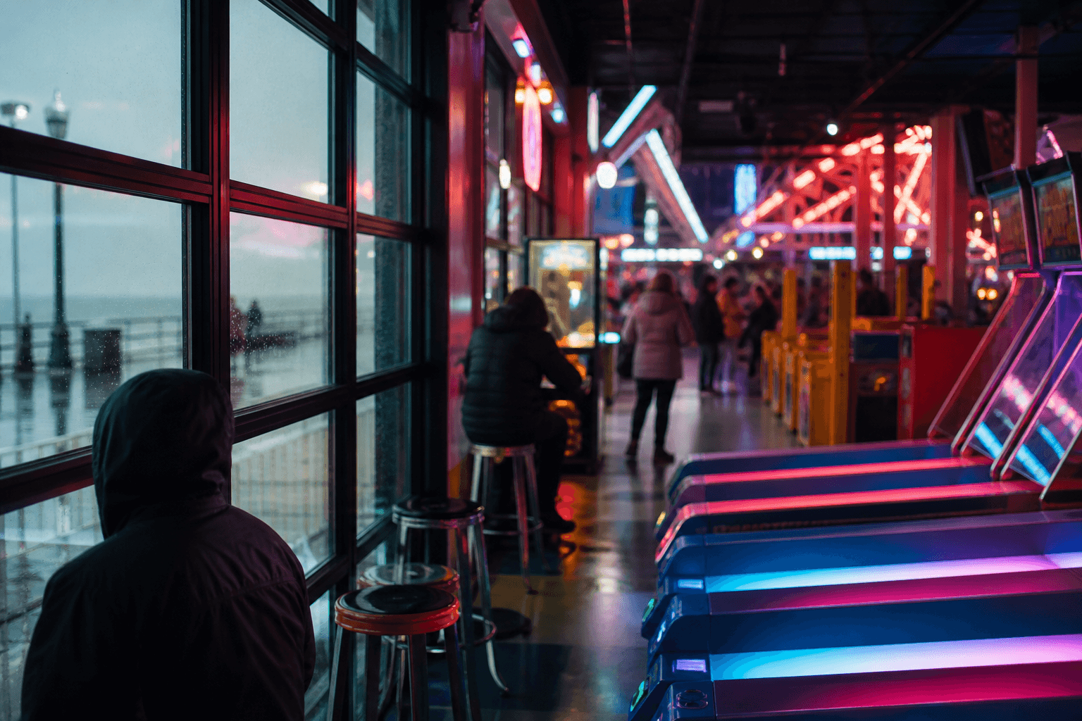 Indoor creative rainy afternoon in Ocean City: arcade lights and a soft rainy-day reset — Beach Blog photo, Ocean City, Maryland