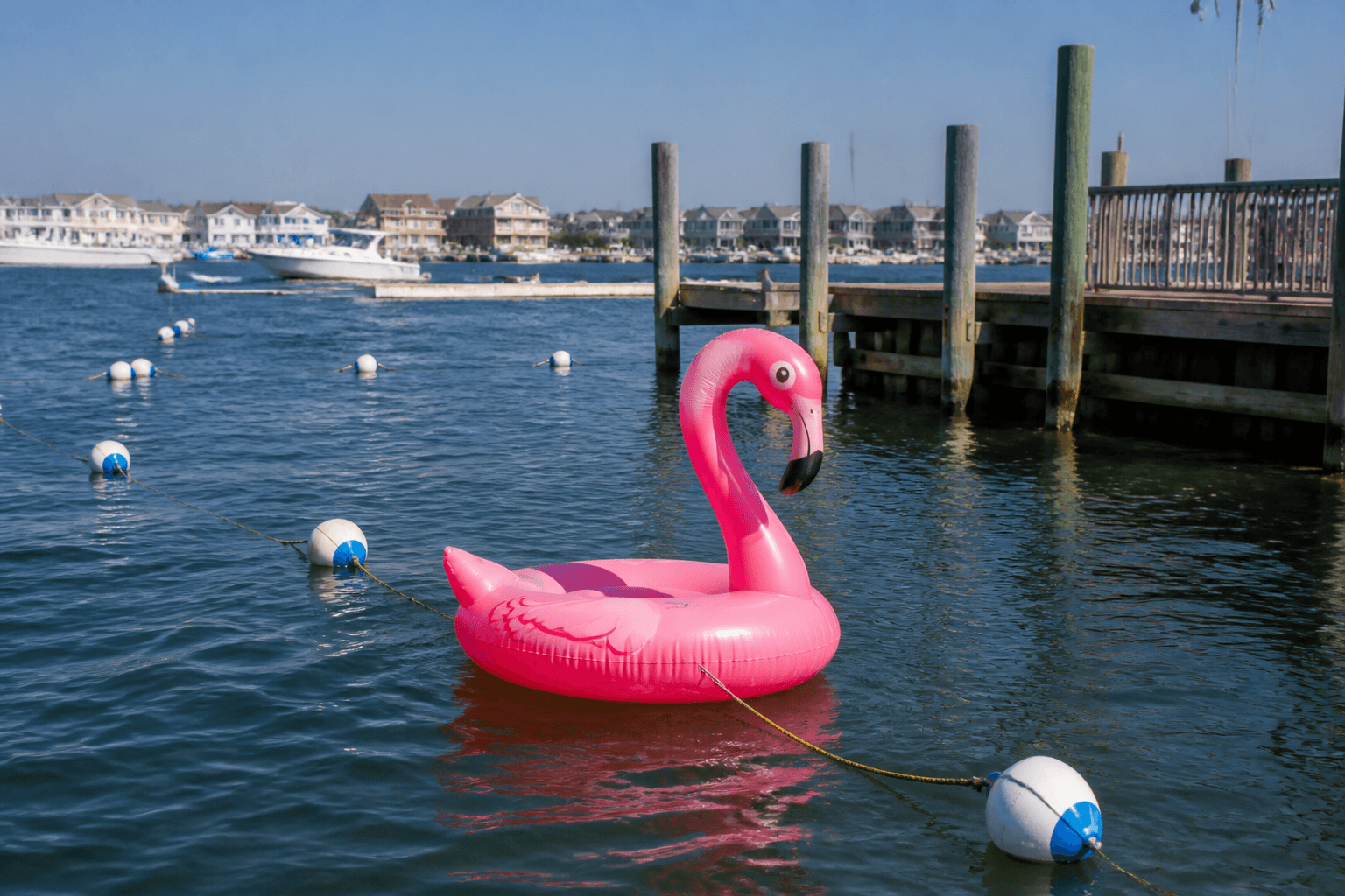 Inflatable flamingo dock etiquette: fun floats, not navigation hazards — Beach Blog photo, Ocean City, Maryland