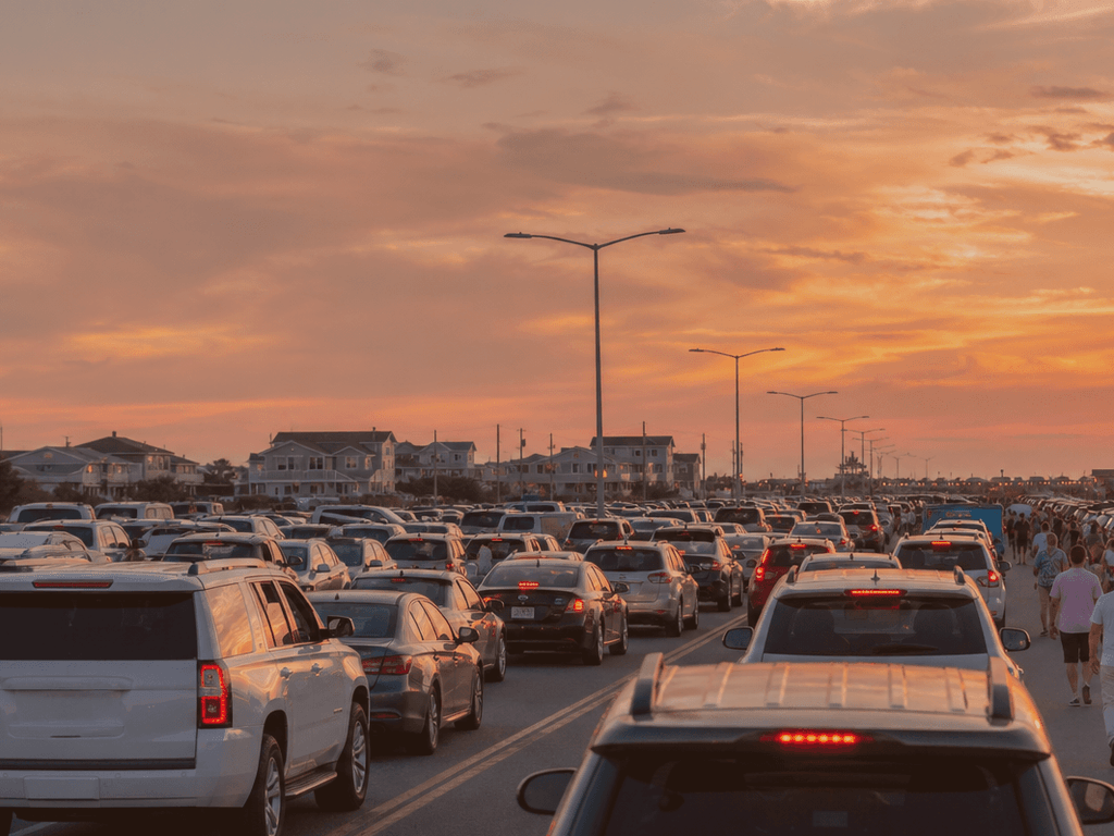 Inlet parking patience for sunset: arrive early or enjoy the walk — supporting Beach Blog photo, Ocean City, Maryland