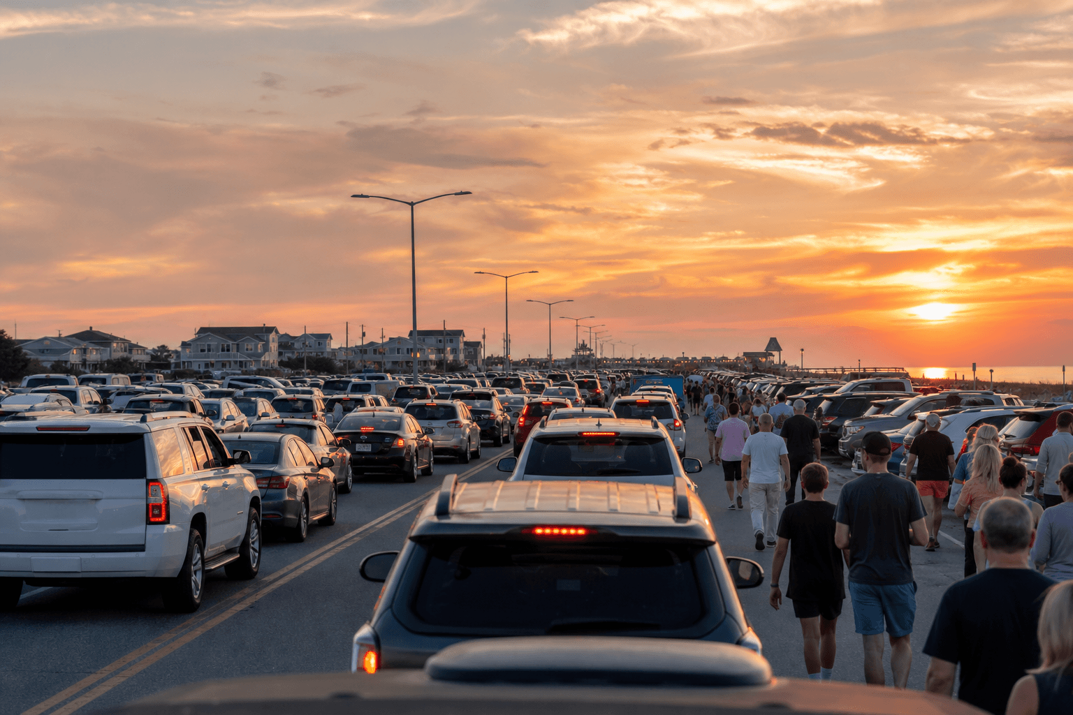 Inlet parking patience for sunset: arrive early or enjoy the walk — Beach Blog photo, Ocean City, Maryland