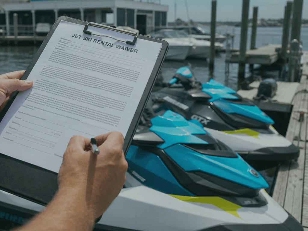 Jet ski waiver: read twice, then ride once — supporting Beach Blog photo, Ocean City, Maryland