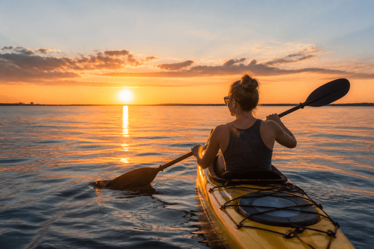 Kayak sunset glow: short paddle, big color, no hero miles — Beach Blog photo, Ocean City, Maryland