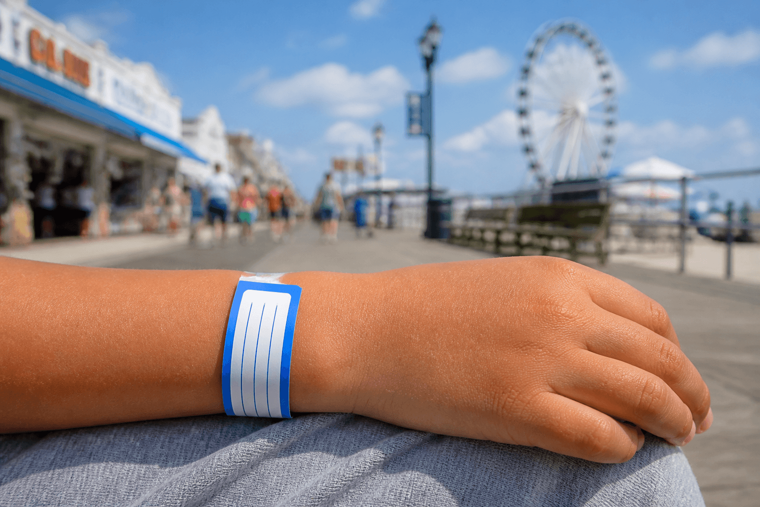 Kids ID wristband old-school: phone number on a wrist beats hope — Beach Blog photo, Ocean City, Maryland
