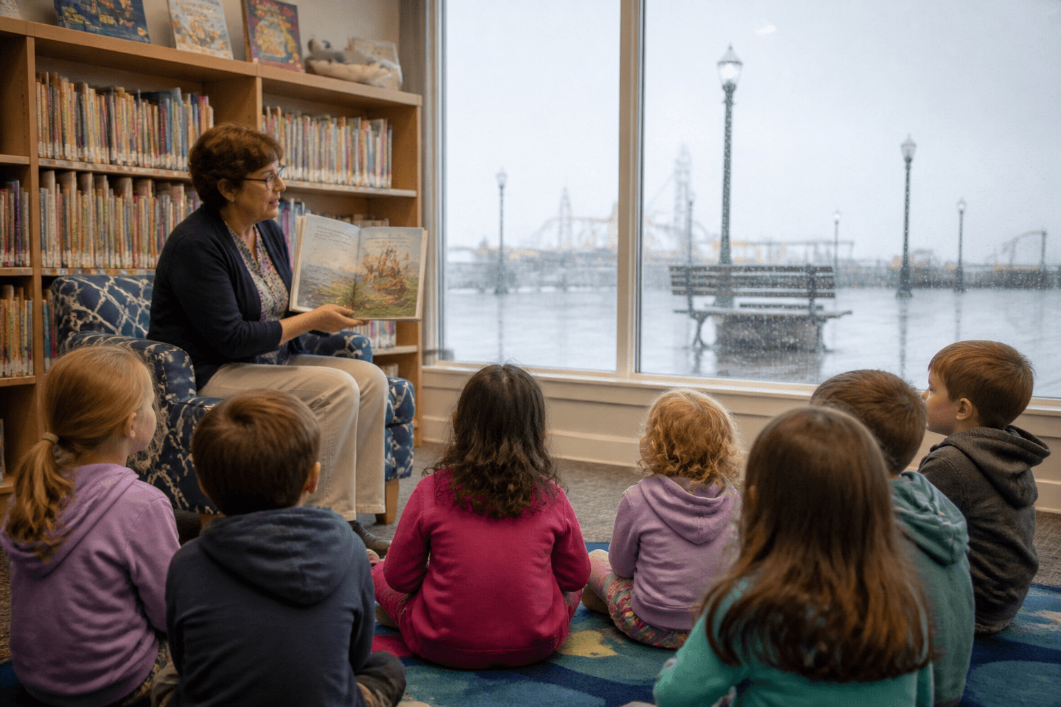 Library story hour for visiting kids: show up early — Beach Blog photo, Ocean City, Maryland