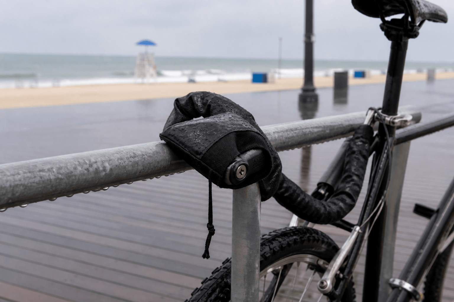 Bike lock cover for rain and salt spray — Beach Blog photo, Ocean City, Maryland