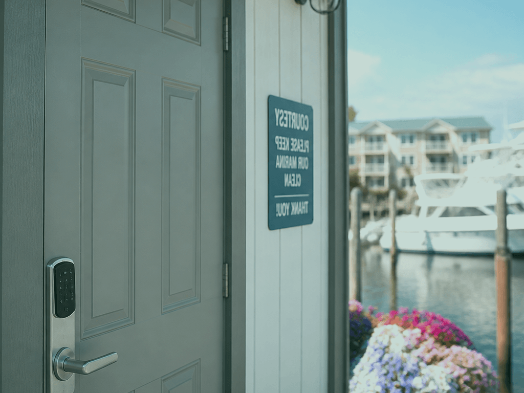 Marina restroom code courtesy: don't shout it across the dock — supporting Beach Blog photo, Ocean City, Maryland