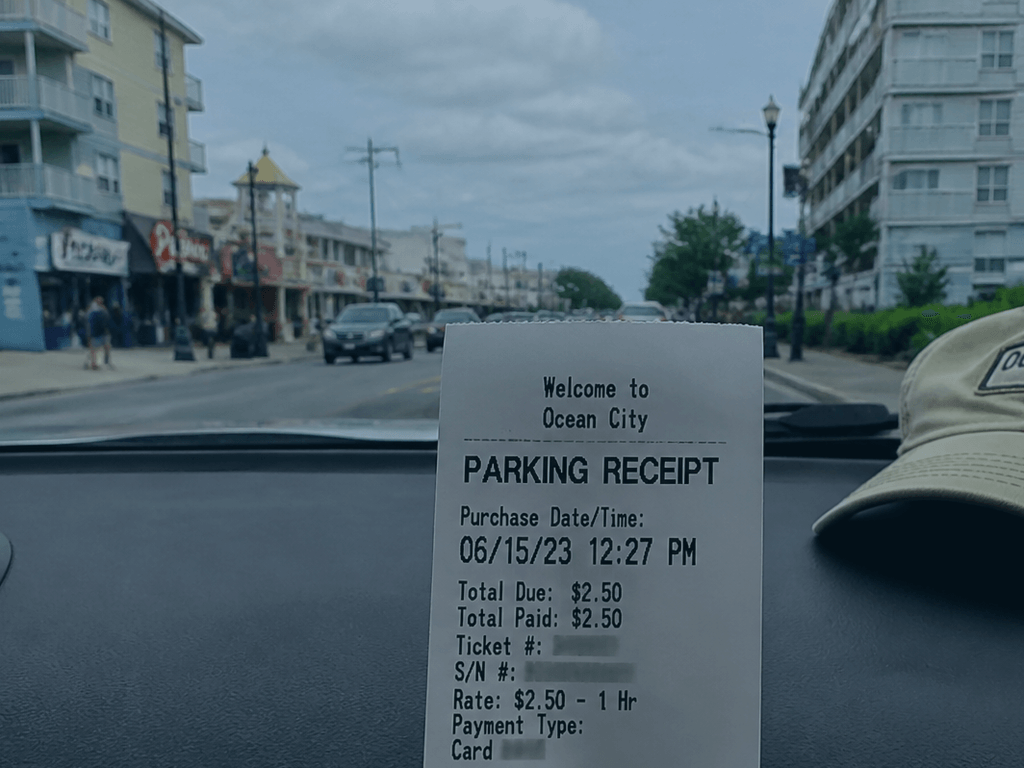 Meter receipt on the dash: photo it too — supporting Beach Blog photo, Ocean City, Maryland