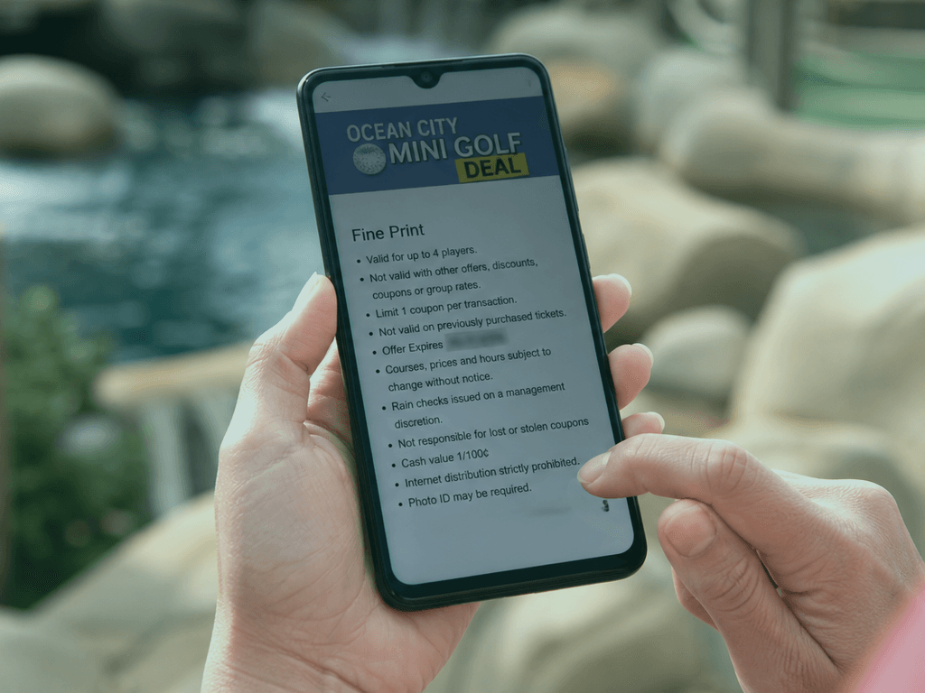 Mini golf Groupon fine print: read blackout dates — supporting Beach Blog photo, Ocean City, Maryland