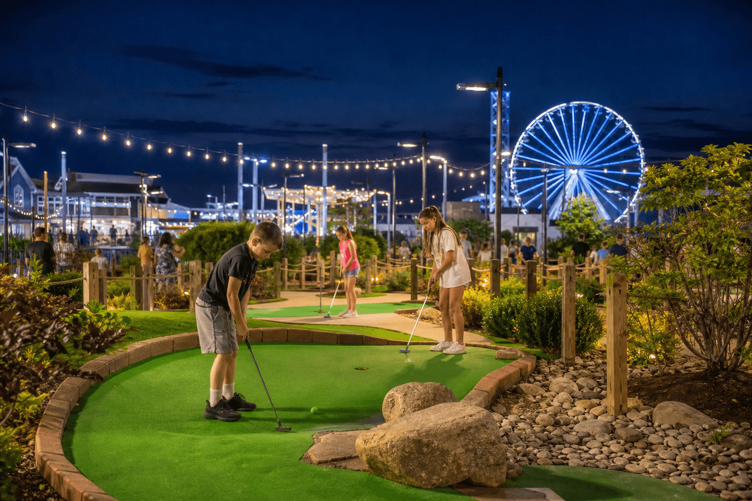 Mini golf night lights: kid rating for glow rounds vs daytime heat — Beach Blog photo, Ocean City, Maryland