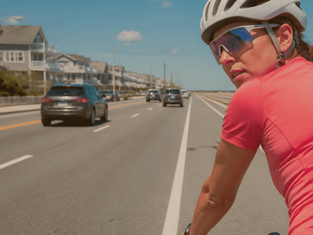 Mirror blind spots on Coastal Highway: shoulder check — supporting Beach Blog photo, Ocean City, Maryland