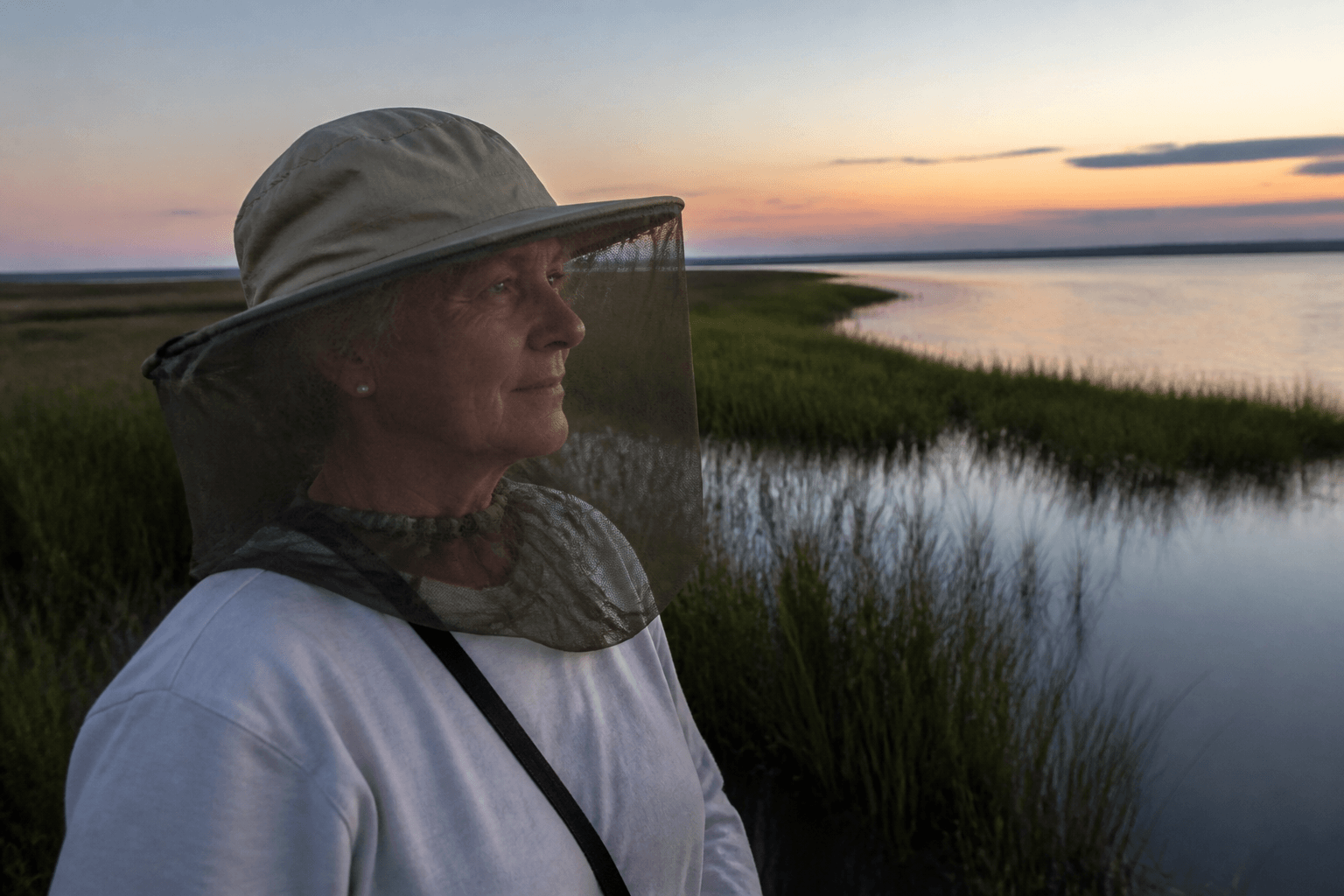 Mosquito net hat for marsh evenings — Beach Blog photo, Ocean City, Maryland